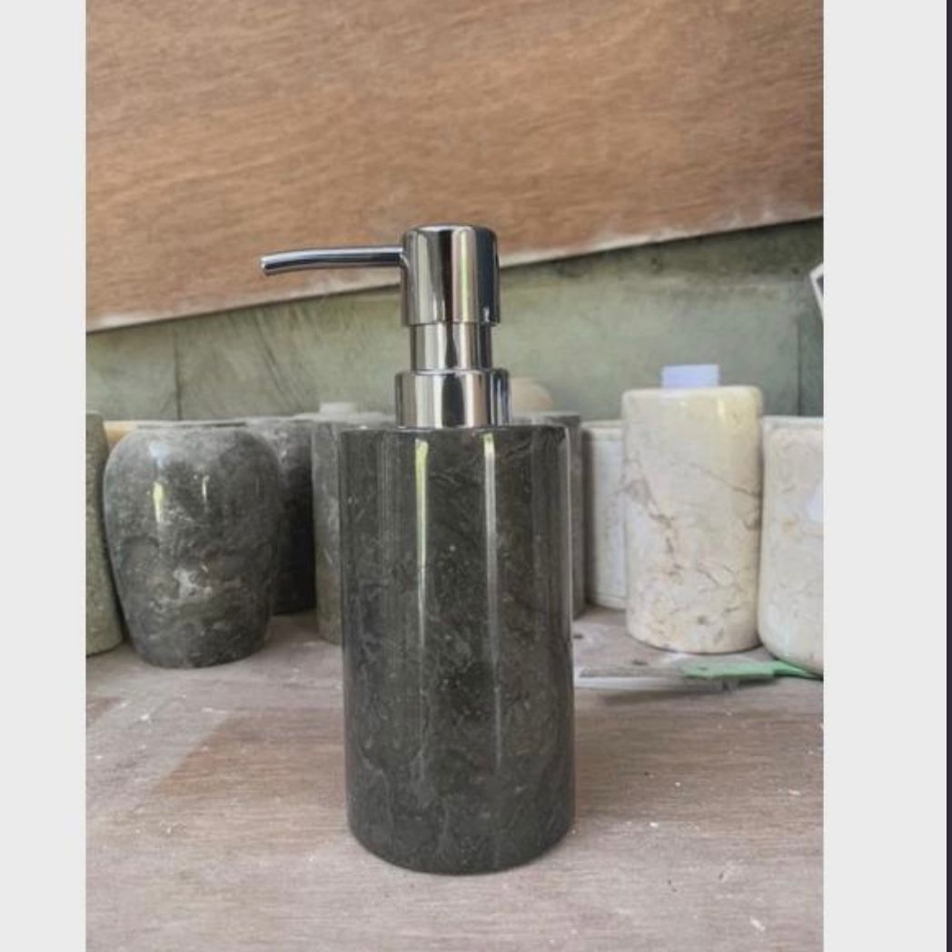 Custom Engraved Japandi Marble Soap Dispenser – Wabi Sabi Bathroom Decor | Shampoo Bottle | Handmade Stone Bathroom Accessory
