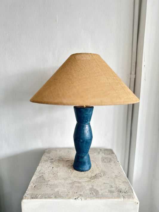 Handmade Japandi Sculptural Ceramic Table Lamp | Wabi Sabi Terracotta Style Desk Light | Rustic Earthenware Bedside Lamp