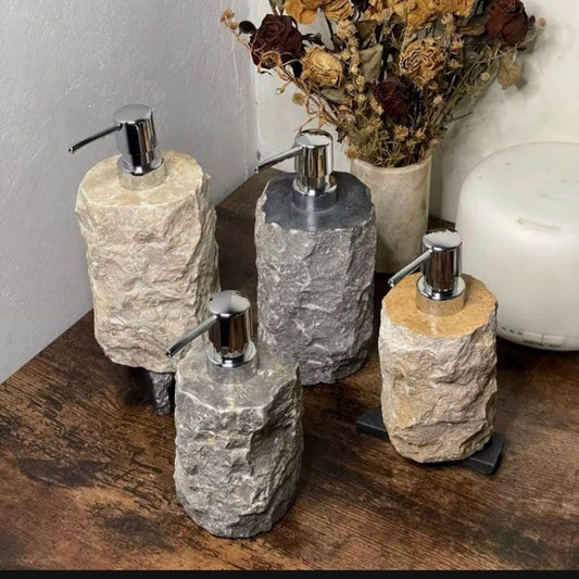 Handcrafted Natural Marble Soap Dispenser – Rustic Bathroom Decor