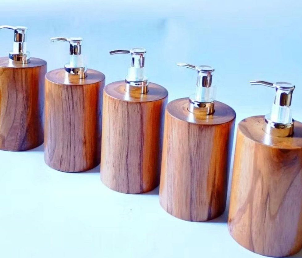 Teak Wood Soap Dispenser – Personalized Bathroom Accessories, Natural Wooden
