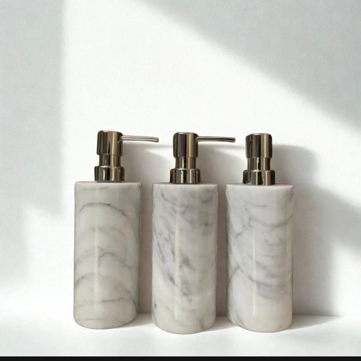 Handcrafted Carrara Marble Soap Dispenser – Modern Bathroom Decor