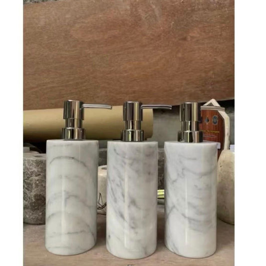 Handcrafted Carrara Marble Soap Dispenser – Modern Bathroom Decor