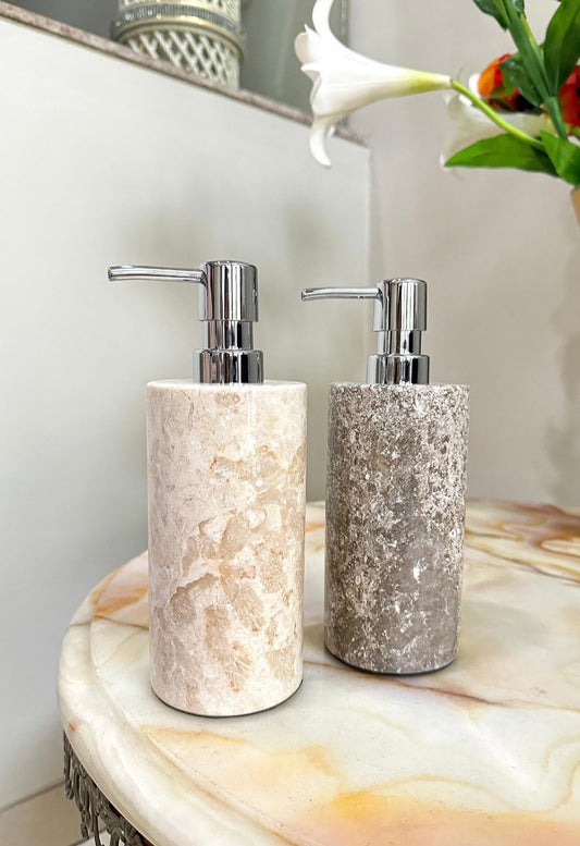 Custom Engraved Japandi Marble Soap Dispenser – Wabi Sabi Bathroom Decor | Shampoo Bottle | Handmade Stone Bathroom Accessory