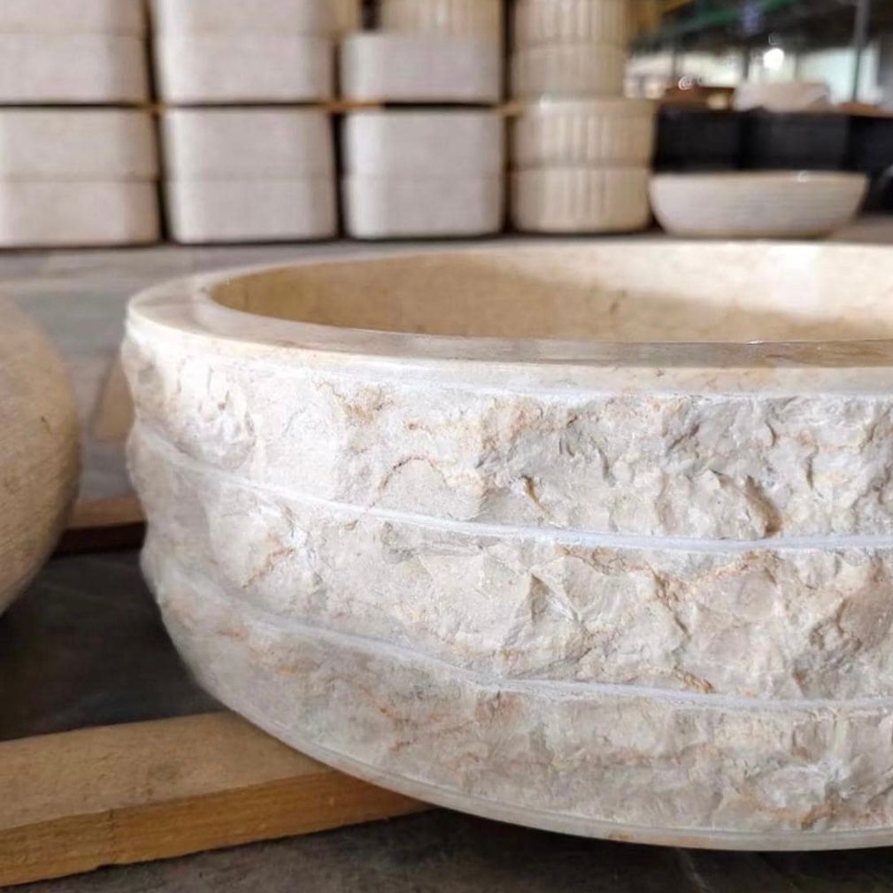 Natural Marble Vessel Sink | Wabi Handmade Stone Basin | Luxury Bathroom Sink | Organic Marble Washbasin
