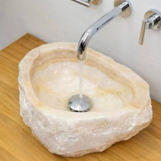 Natural Translucent Onyx Bathroom Sink | Hand Carved Luxury Stone Basin | Marble Vessel Sink