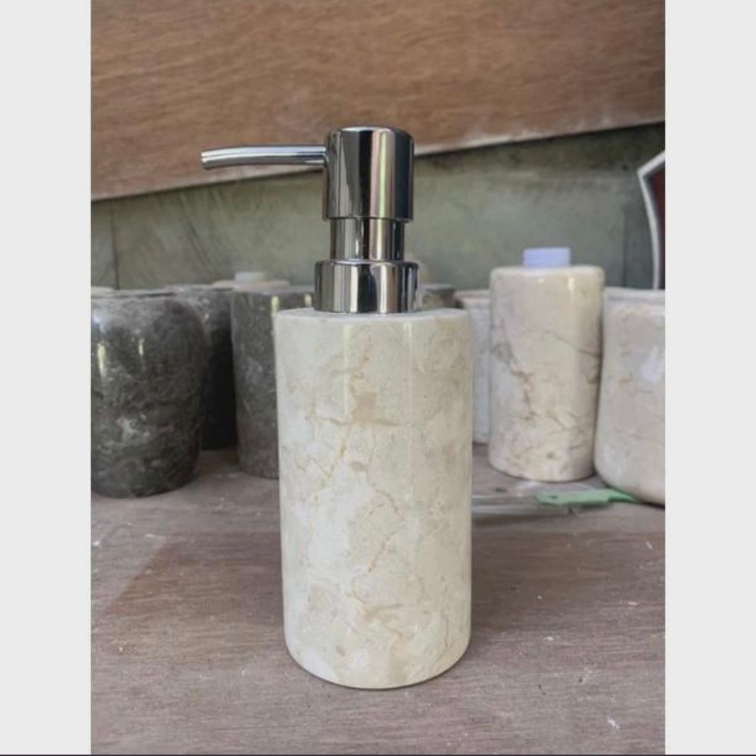 Custom Engraved Japandi Marble Soap Dispenser – Wabi Sabi Bathroom Decor | Shampoo Bottle | Handmade Stone Bathroom Accessory