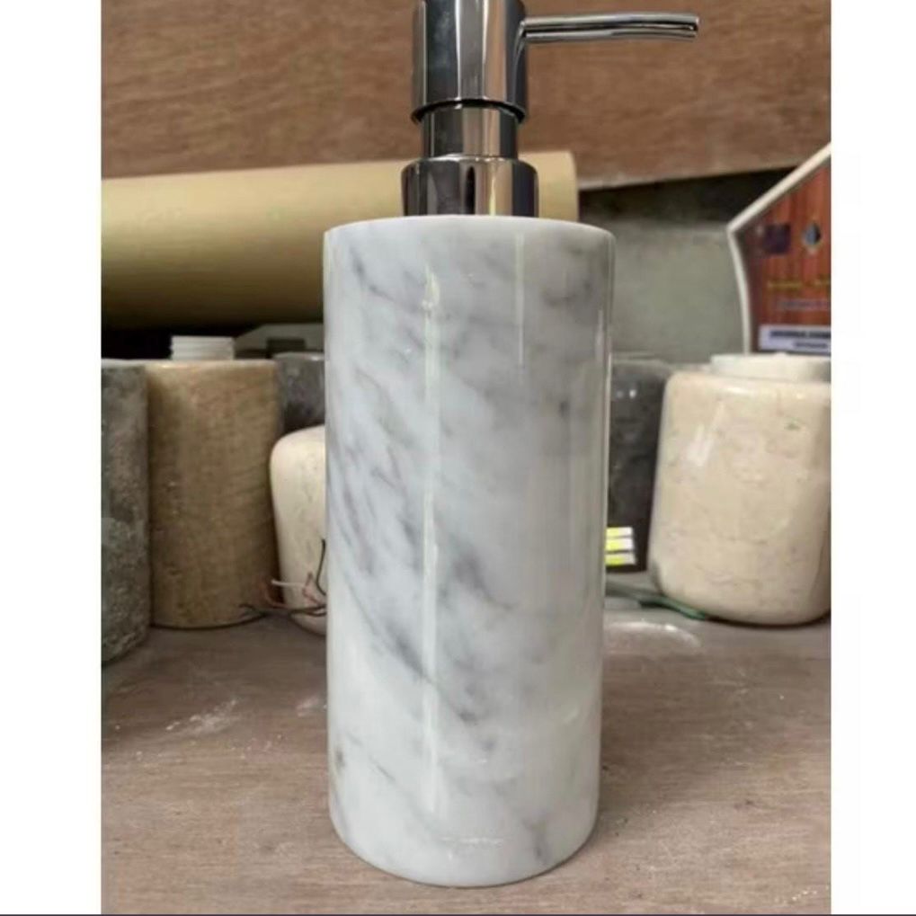 Handcrafted Carrara Marble Soap Dispenser – Modern Bathroom Decor