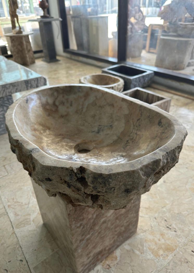 Rustic Onyx Marble Vessel Sink | Hand Carved Onyx Basin | Luxury Natural Stone Washbasin | Marble Bathroom Sink