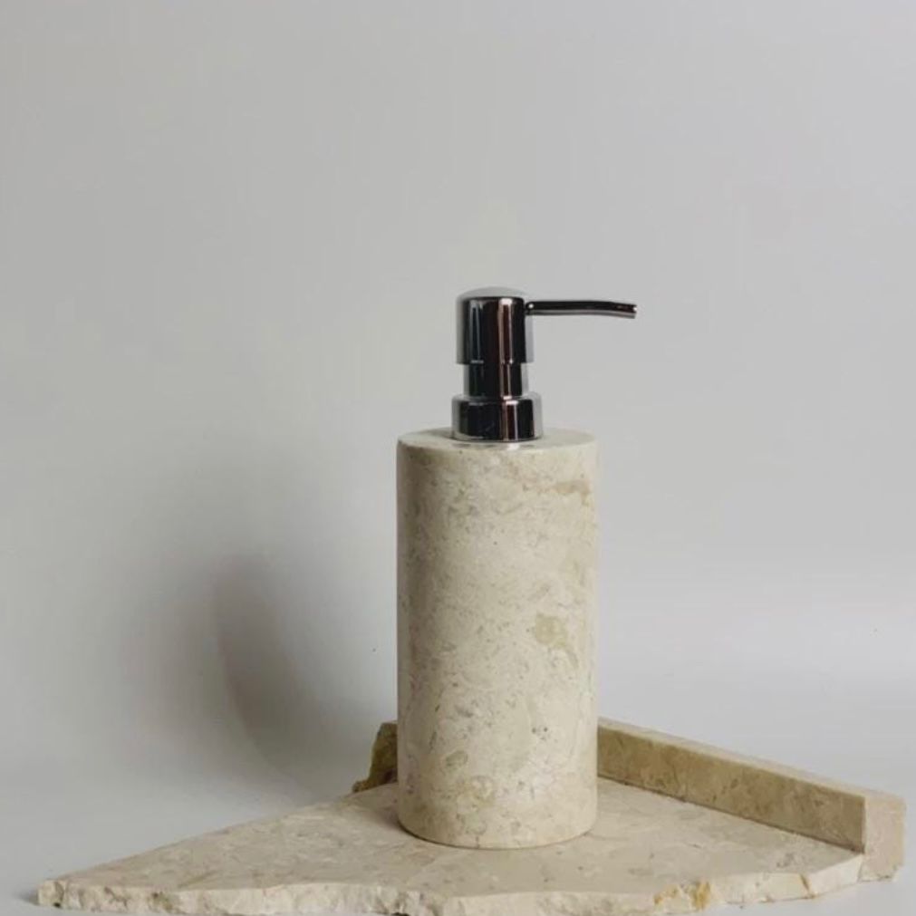 Japandi Marble Soap Dispenser – Wabi Sabi Shampoo Bottle | Handmade Stone Bathroom Accessory 200ml