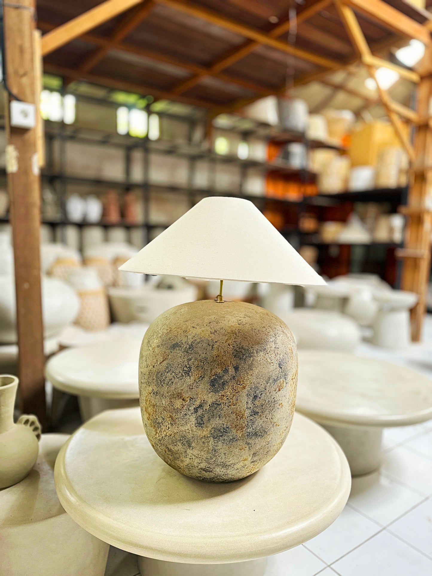 Wabi Sabi Terracotta Style (Large) Lampshade | Handmade Rustic Table Lamp | Earthenware Japandi Desk Lamp / Lightshade