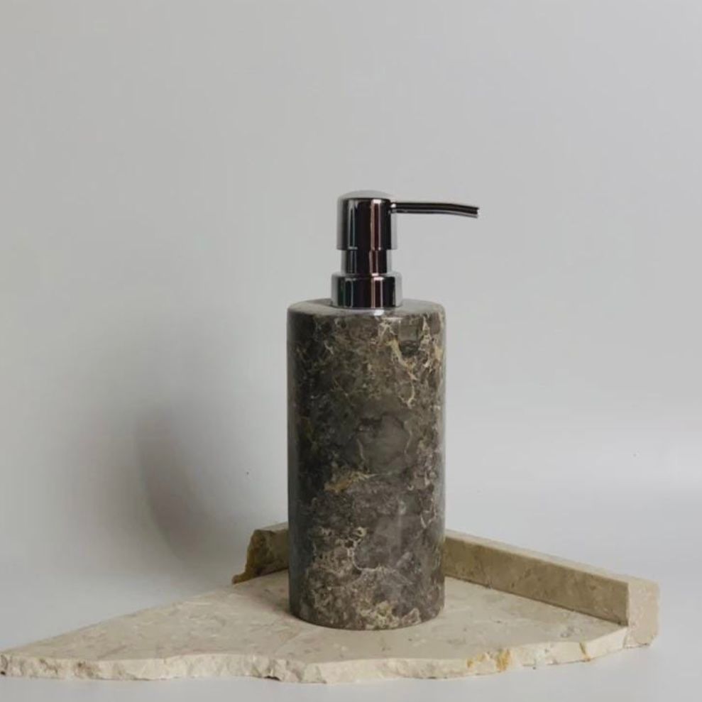 Japandi Marble Soap Dispenser – Wabi Sabi Shampoo Bottle | Handmade Stone Bathroom Accessory 200ml