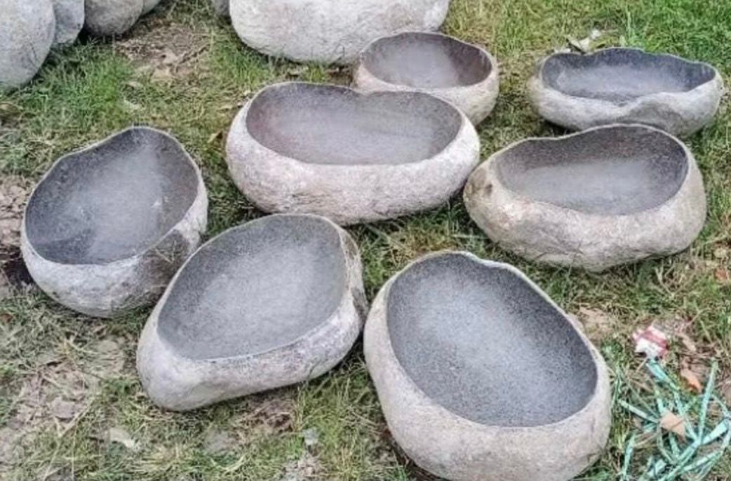 Wabi Sabi River Stone Sink - Handcrafted Japandi Natura Vessel Organic Modern Bathroom Washbasin