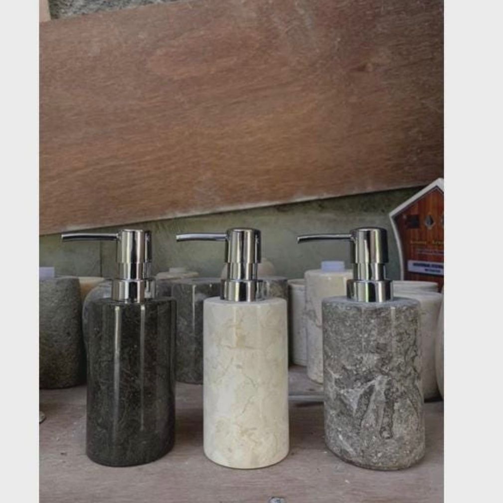 Custom Engraved Japandi Marble Soap Dispenser – Wabi Sabi Bathroom Decor | Shampoo Bottle | Handmade Stone Bathroom Accessory