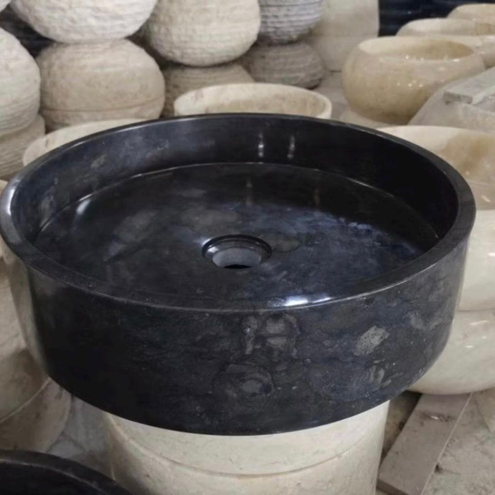 Handmade Cream Marble Vessel Sink | Natural Stone Washbasin (40x10cm)