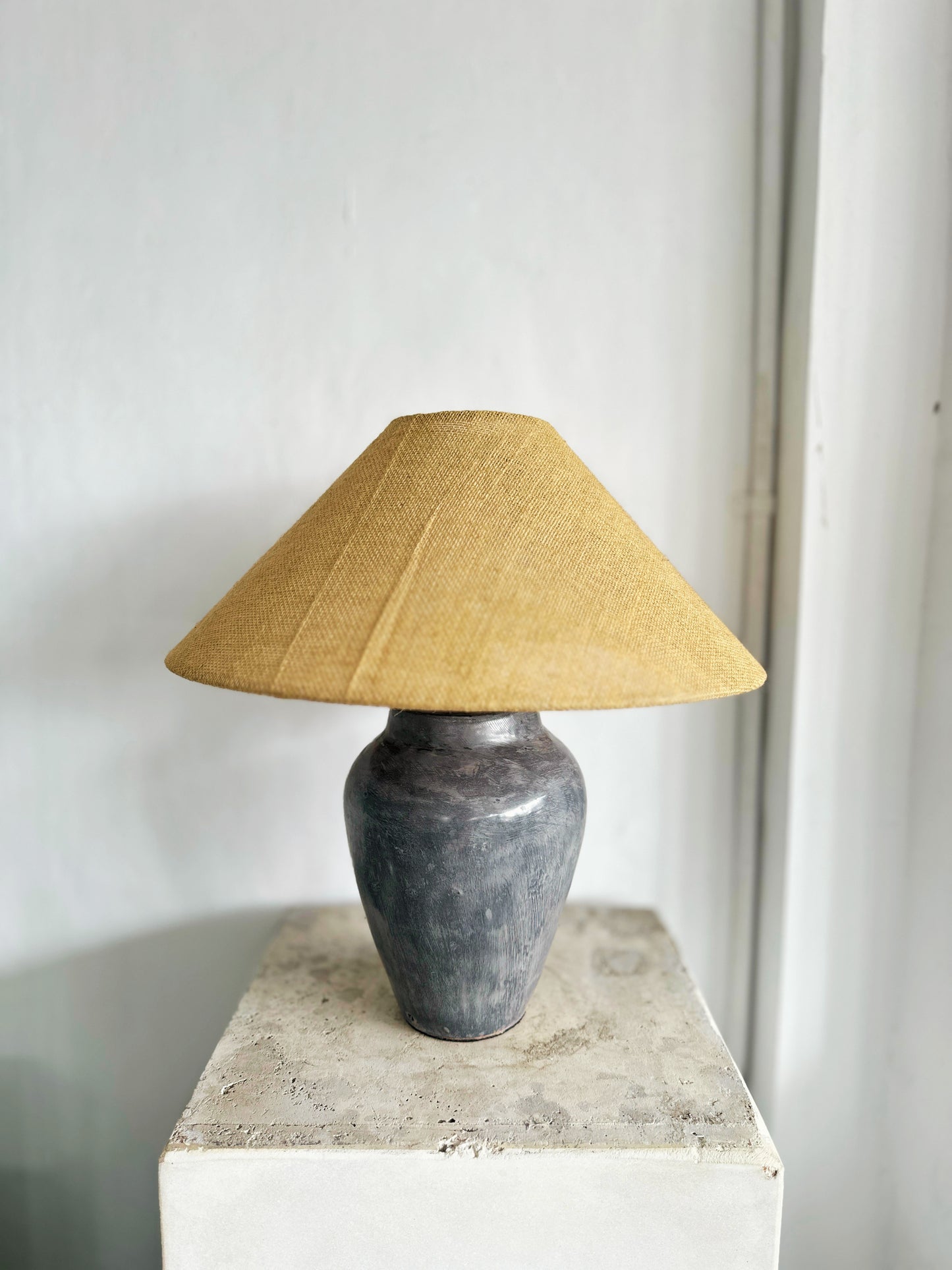 Grey Terracotta Style Lamp Shade | Japandi Wabi Sabi Nordic Coastal Inspired Bedroom Table Lamp / Lampshade / Desk Light