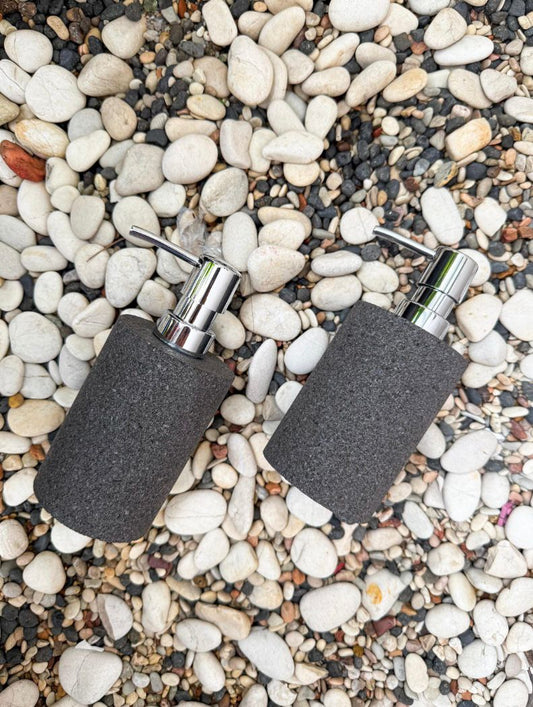 Handmade Natural Lava Stone Soap or Shampoo Dispenser – Rustic Eco Friendly Gift / Bathroom Accessories, Kitchen, or Vanity