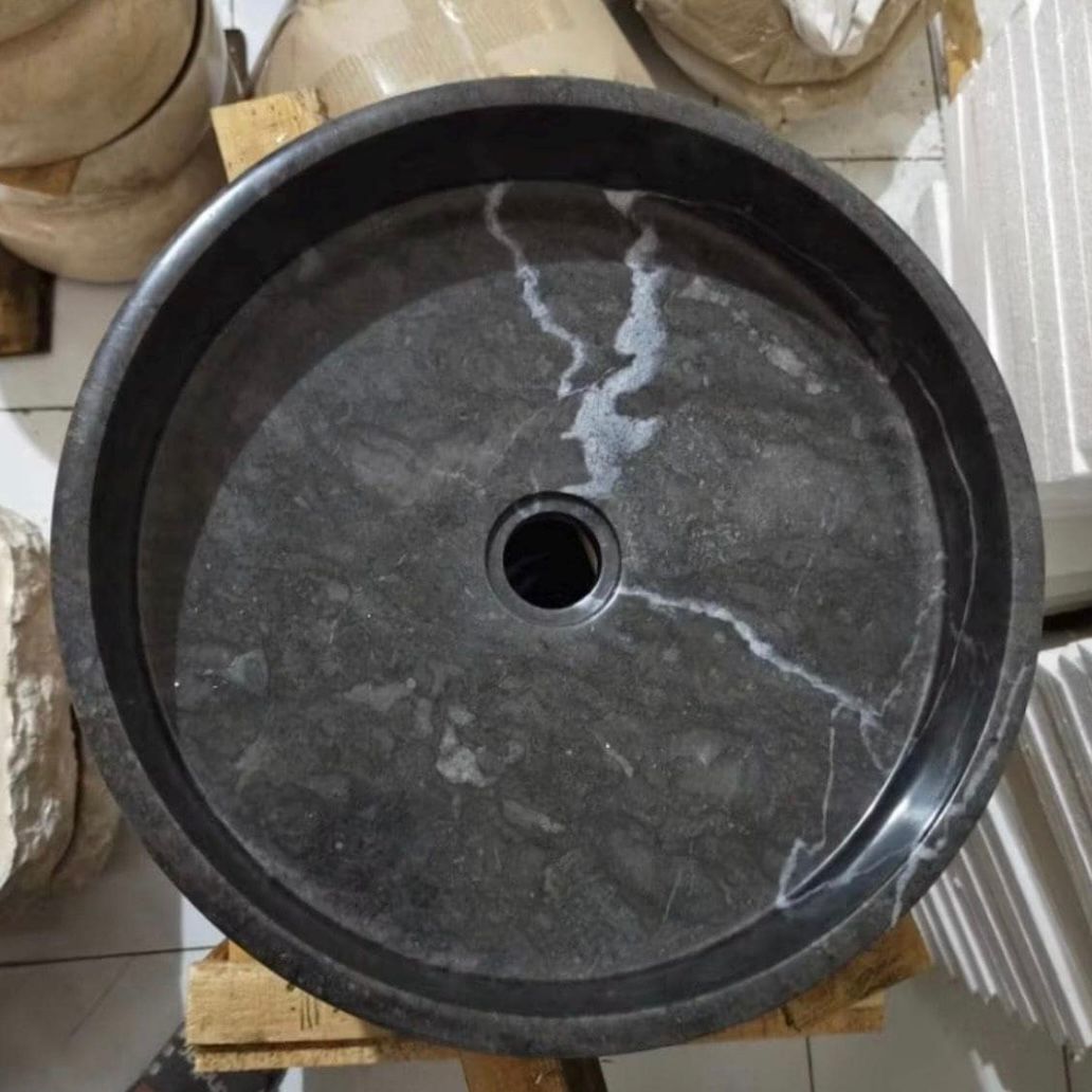 Handmade Cream Marble Vessel Sink | Natural Stone Washbasin (40x10cm)