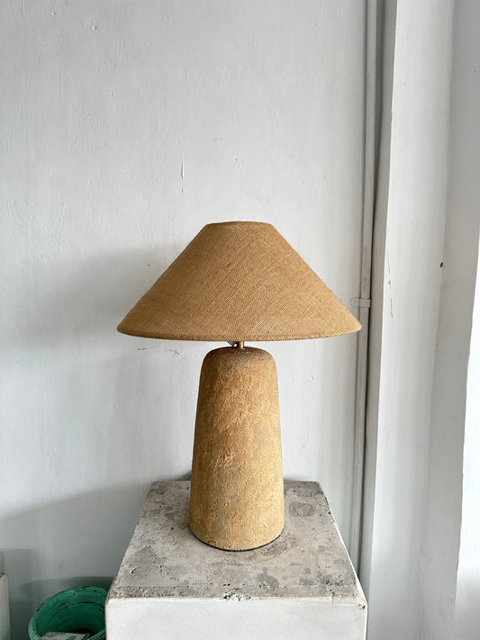 Japandi Terracotta Style Modern Table Lamp | Wabi Sabi Rustic Table Lamp with Linen Lampshade | Handmade Night Light