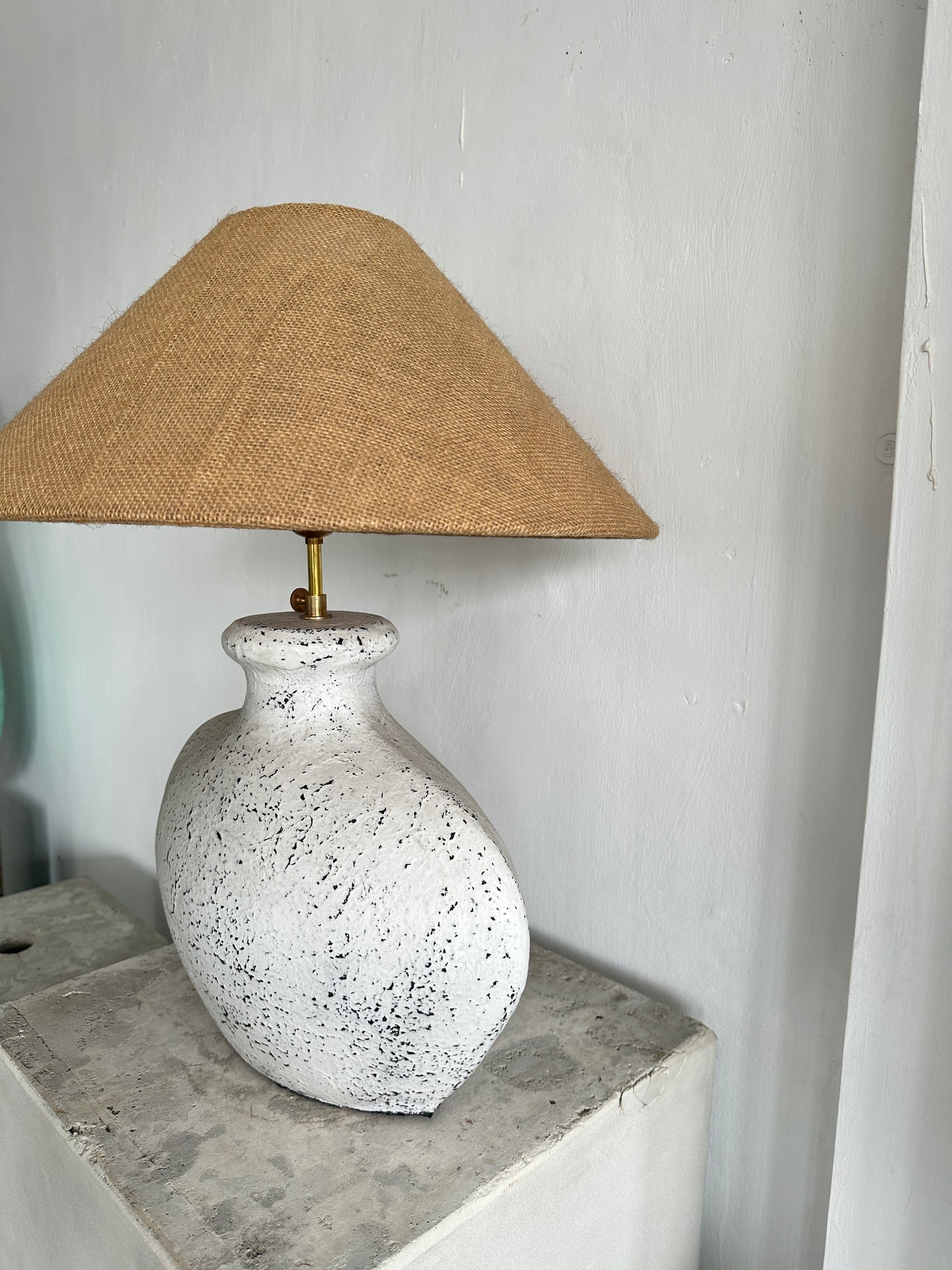 White Washed Terracota Style Lampshade | Wabi Sabi Japandi Coastal Inspired Table Lamp / Lamp Shade / Light Shade for Bedside & Living Room