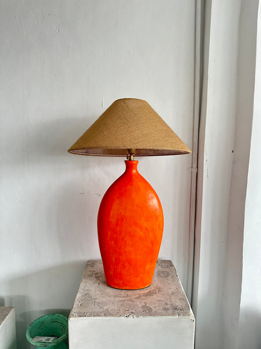 Terracotta Style Large Lampshade in Orange | Scandinavian Rustic Earthenware Table Lamp | Japandi Wabi Sabi Inspired Lightshade