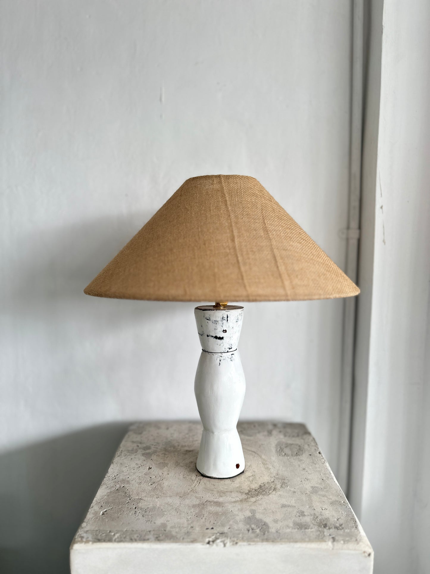 Handmade Japandi Sculptural Ceramic Table Lamp | Wabi Sabi Terracotta Style Desk Light | Rustic Earthenware Bedside Lamp
