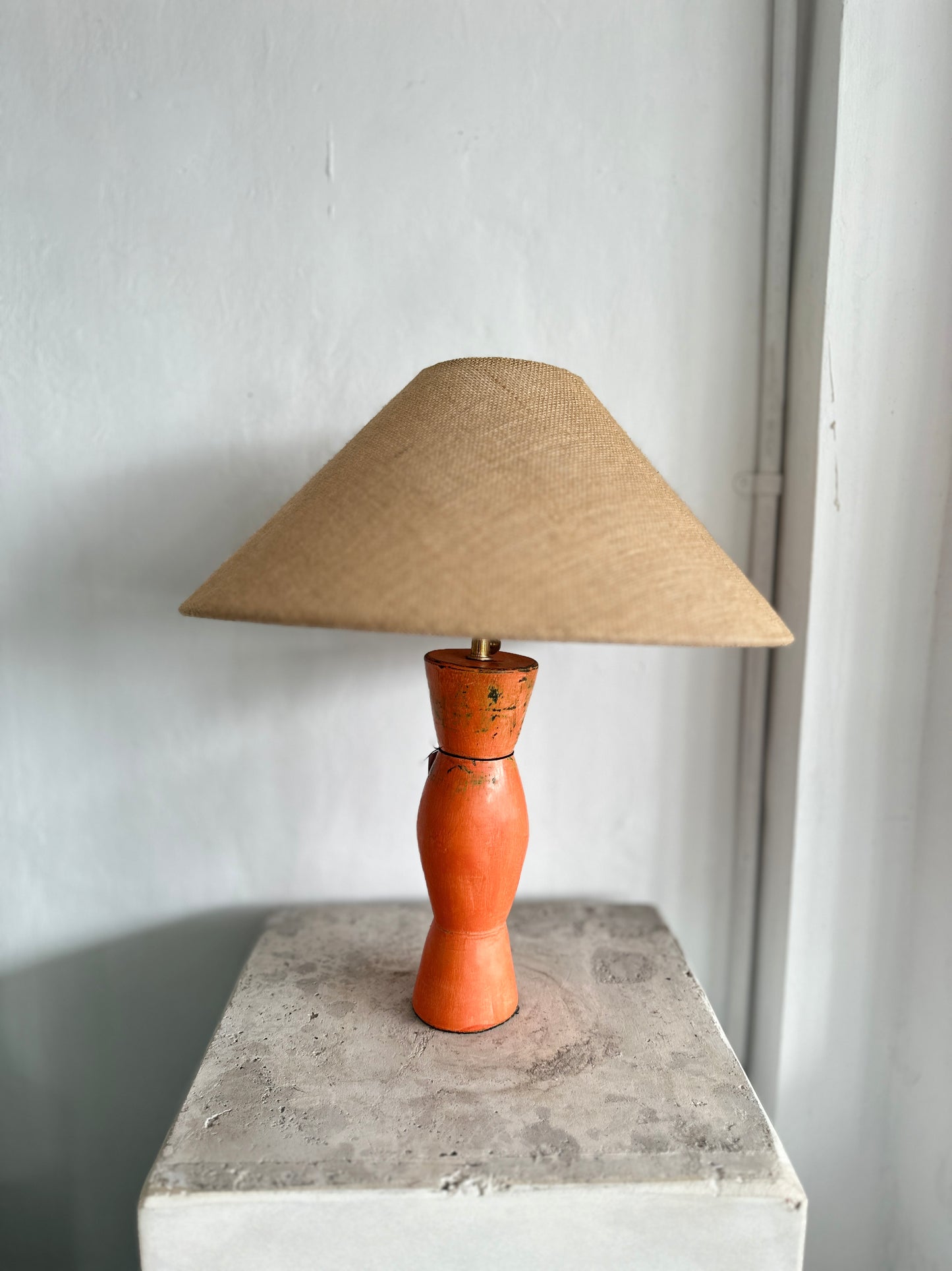 Handmade Japandi Sculptural Ceramic Table Lamp | Wabi Sabi Terracotta Style Desk Light | Rustic Earthenware Bedside Lamp