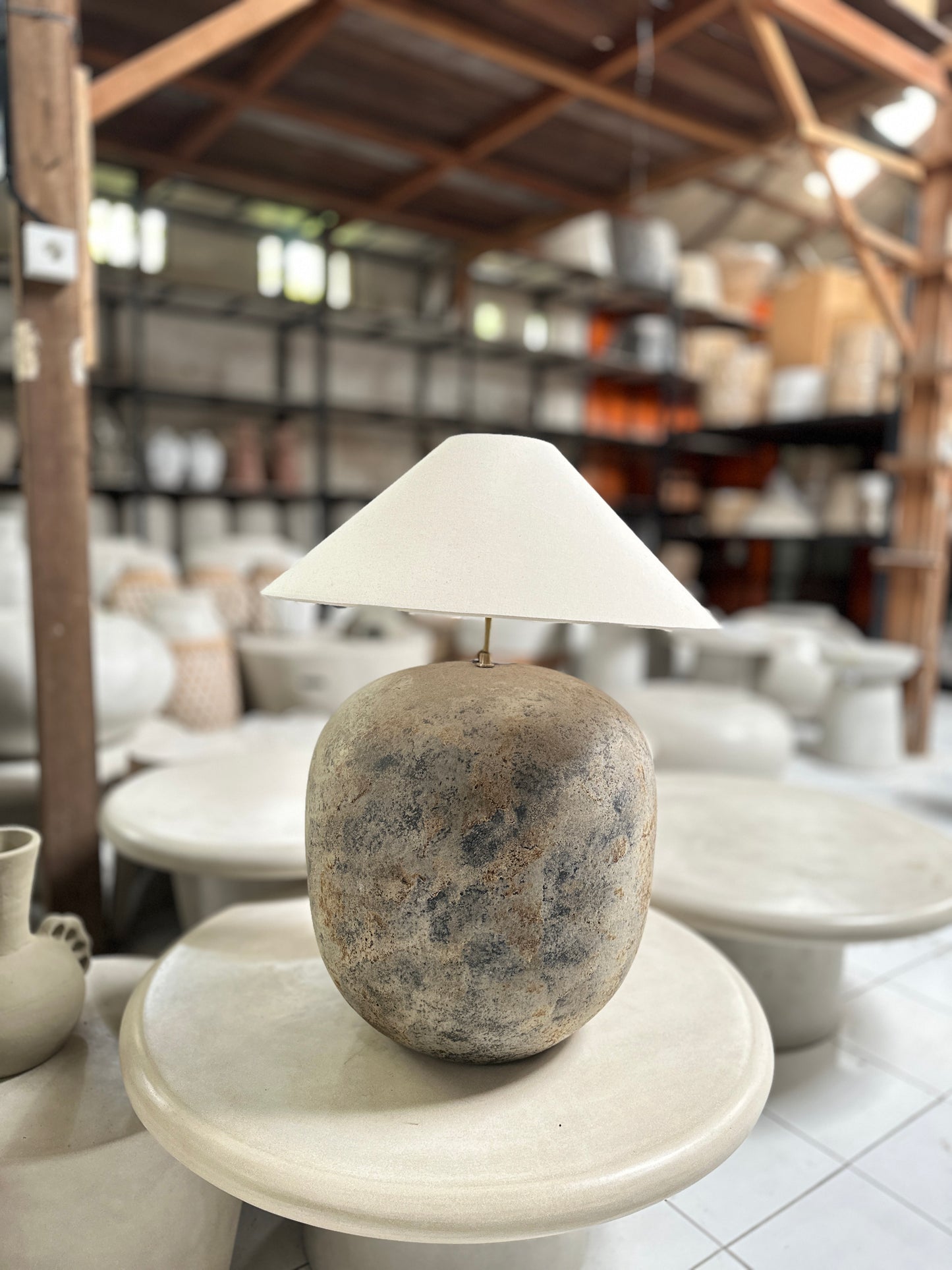Wabi Sabi Terracotta Style (Large) Lampshade | Handmade Rustic Table Lamp | Earthenware Japandi Desk Lamp / Lightshade
